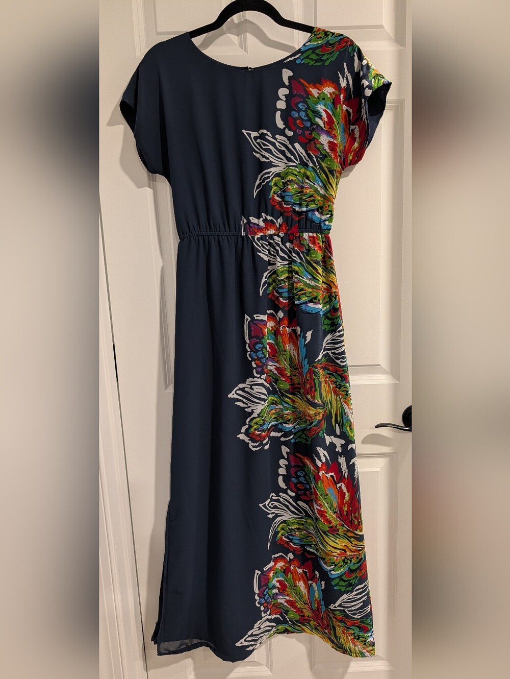 Navy Floral-Print Maxi Dress
